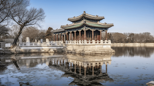 北京古建筑园林摄影照片_北海公园的古建筑