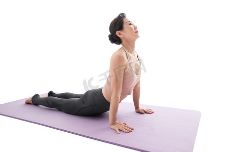 中老年锻炼摄影照片_中老年女性练习瑜伽