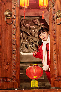 虎年新年春节放假摄影照片_快乐儿童过新年