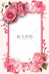 粉色康乃馨背景背景图片_母亲节边框粉色康乃馨背景
