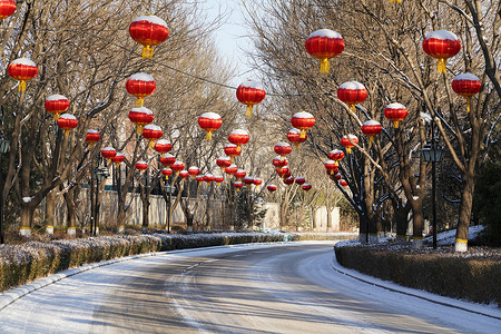 过年风景摄影照片_别墅区雪景