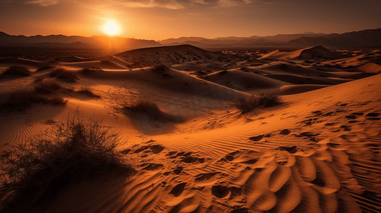 线条摄影照片_沙漠夕阳风景