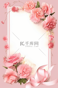 粉色康乃馨背景背景图片_母亲节边框粉色康乃馨背景