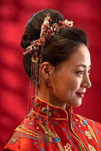 漂亮的中式新娘特写