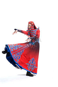 56个民族文化摄影照片_穿着蒙古族服饰的女人