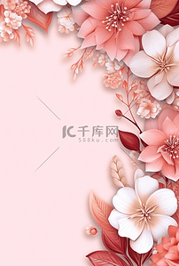母亲节粉色花卉蝴蝶手绘背景