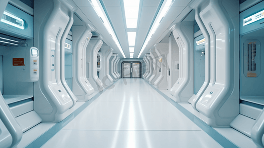 科幻太空站走廊或未来主义室内。三维渲染
