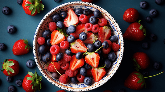 蓝莓黑桑葚摄影照片_新鲜的浆果草莓蓝莓树莓