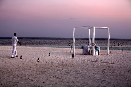 夜晚美景摄影照片_马尔代夫海景