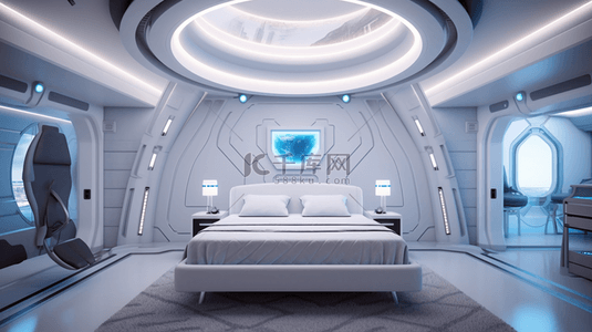 未来太空背景图片_科技未来太空仓卧室