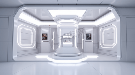 3飞船摄影照片_3D渲染的科幻灯光展台
