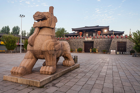 古典文化墙摄影照片_江苏省无锡三国城