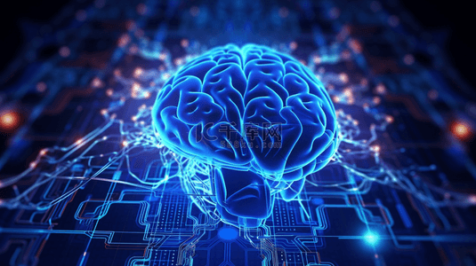 蓝色大脑科技背景图片_蓝色科技线条大脑背景