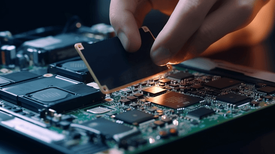 服务工程师为笔记本电脑安装新电池插头。修复笔记本电脑的概念