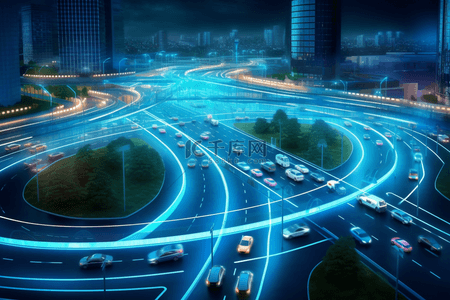 智能科技未来背景图片_智能汽车驾驶数字艺术