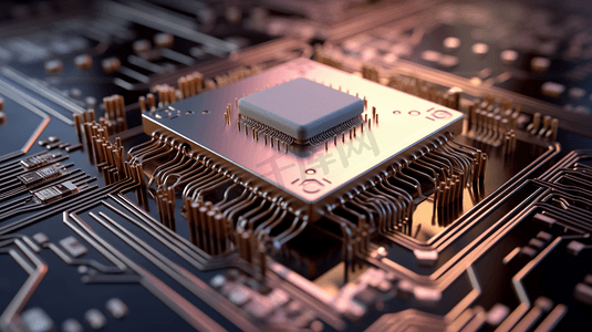 三维电路芯片摄影照片_AI人工智能三维电子智能硬件芯片场景
