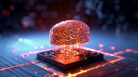 ai人工智能科技机器大脑中央芯片三维场景
