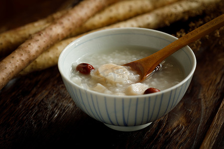 食品静物摄影照片_山药粥