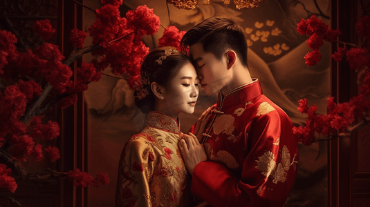 韩国婚纱照摄影照片_中式婚纱情侣夫妻