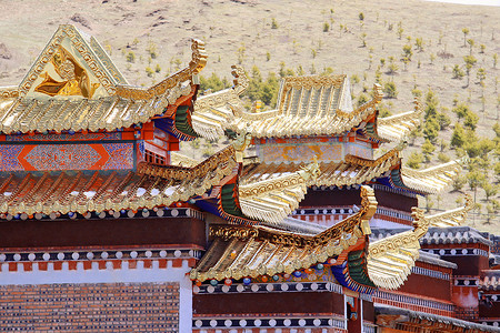 藏传佛教金顶建筑古寺
