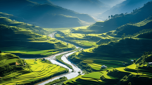 乡村田园自然风景梯田3