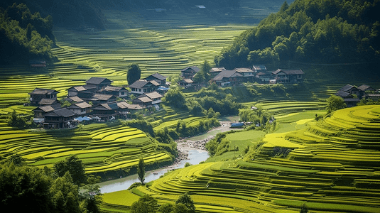 乡村田园自然风景梯田8