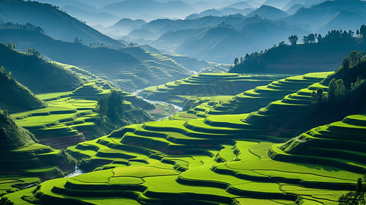 田园风景摄影照片_乡村田园自然风景梯田9