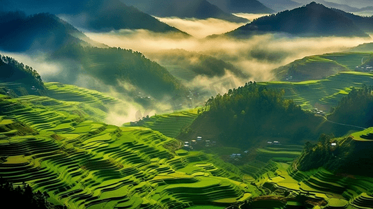 农村土路挖掘机摄影照片_乡村田园自然风景风光大山梯田农村生活