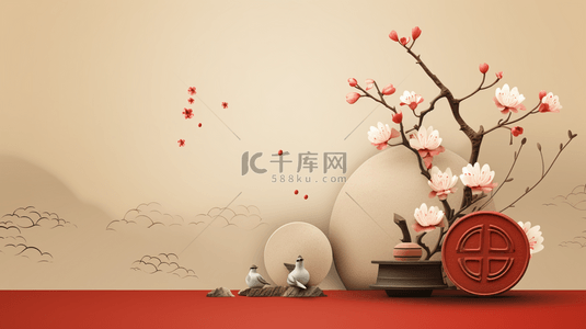 古典展台背景图片_彩色古典唯美中国风简约装饰背景