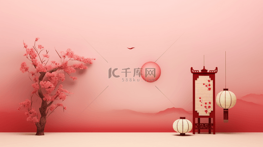展台背景图片_彩色古典唯美中国风简约装饰背景