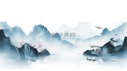 中国风山水背景水墨画