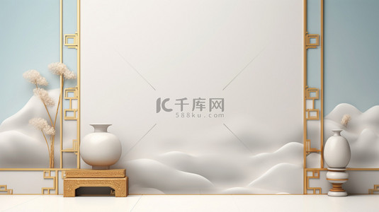 白色国潮背景图片_白色国风产品展示背景