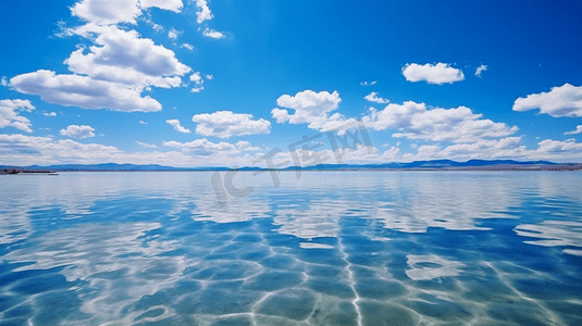 观赏摄影照片_碧海蓝天下的青海湖