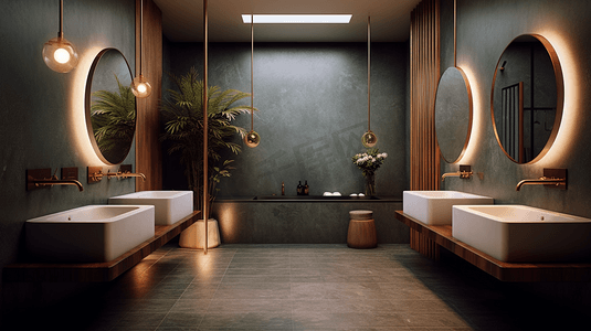 洗手间浴室现代水槽摄影室室内装饰极简主义