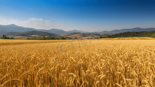 成熟的稻田和小麦作物中金色的麦浪的景色