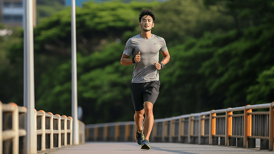 跑步的人外国摄影照片_男子户外跑步