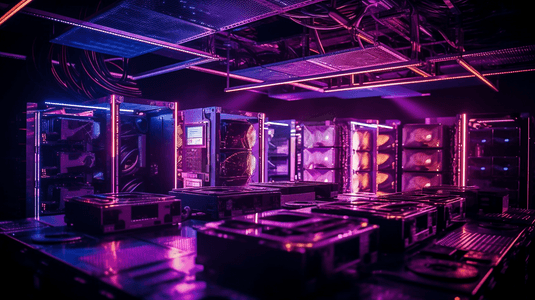 紫光下的以太坊矿场