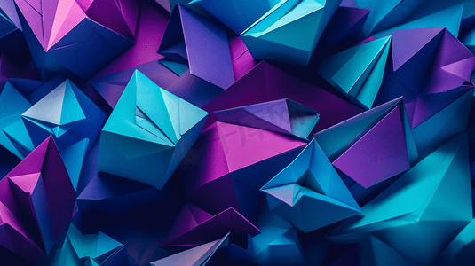 美丽的抽象蓝色和紫色几何纸背景