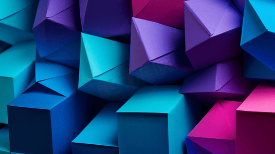 美丽的抽象蓝色和紫色几何纸背景