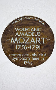 Wolfgang Amadeus Mozart 牌匾在伦敦