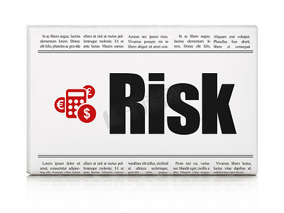 金融新闻概念风险计算器与报纸