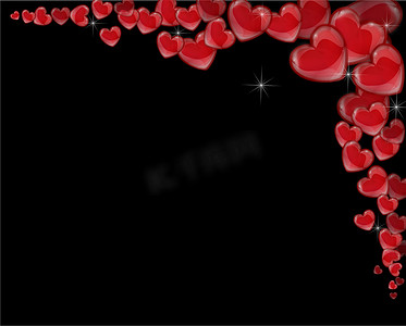 情人节的白色背景上的红心角框
