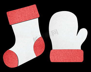 袜子图标摄影照片_圣诞袜子和手套