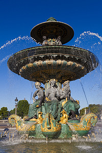 河流喷泉，协和广场，巴黎，法兰西岛，Fra