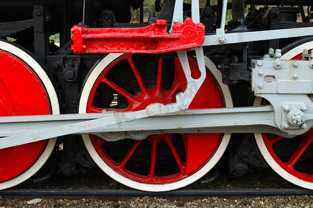 旧（复古）蒸汽机（机车）的片段。