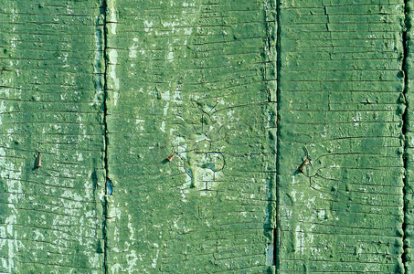 老旧绿色破裂油漆纹理近景