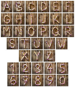 数字标签字体摄影照片_由酒瓶塞制成的字母和数字