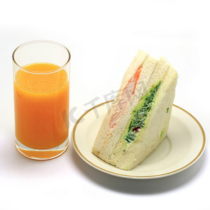 橙汁海报免费摄影照片_三明治和橙汁