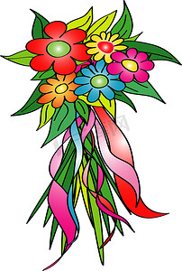 背景植物插画摄影照片_五颜六色的花朵插画