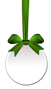生日物品摄影照片_带绿色蝴蝶结的装饰圆形物品